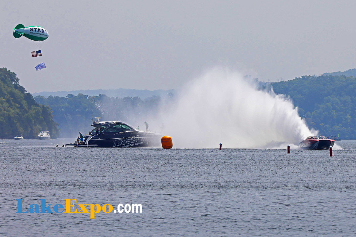 Shootout Start Boat Gets Soaked